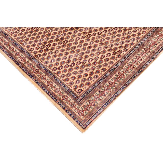 Boho Chic Vintage Shirwan Beige/Blue Wool Rug - 7'3''x10'2'' For Sale - Image 4 of 10
