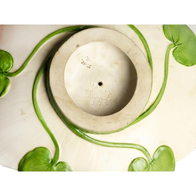 Ernst Wahliss, Art Nouveau Sculpture of Figural Tray with Maiden & Lily Pads, 1890s-1910s, Porcelain For Sale - Image 10 of 11