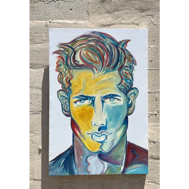 Mid 20th Century Vintage Boho Original Oil Painting on Canvas For Sale - Image 5 of 8