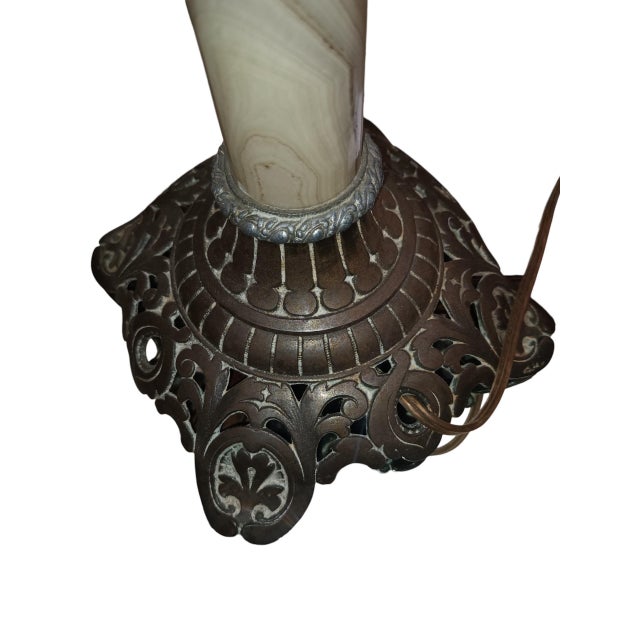 Victorian Antique Bradley & Hubbard Banquet Onyx Lamp Own a Masterpiece of Victorian Elegance: Authentic For Sale - Image 3 of 12