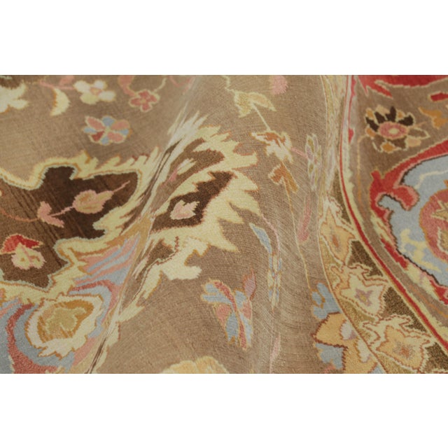 Textile Rug & Kilim’s Persian Tabriz Style Rug in Beige-Brown With Floral Patterns For Sale - Image 7 of 8