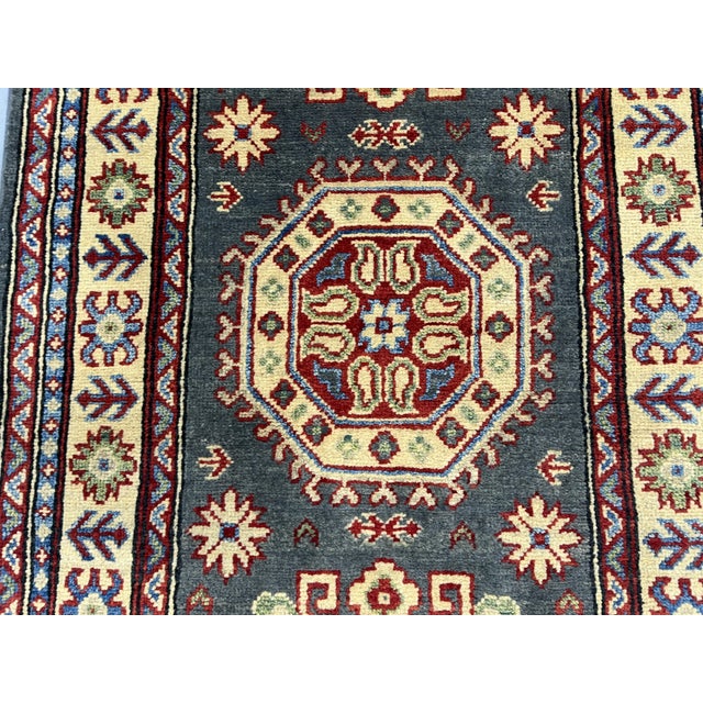 Charcoal Gray, Cream and Red Kazak Wool Runner Rug, 2'8" X 13' For Sale - Image 11 of 16