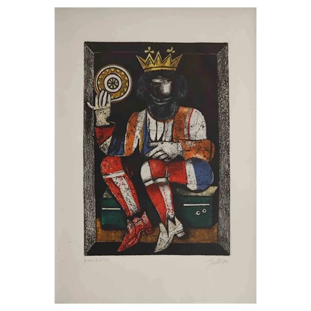 Franco Gentilini, King of Coins, Etching, 1970s For Sale
