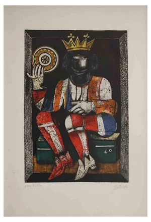 Franco Gentilini, King of Coins, Etching, 1970s