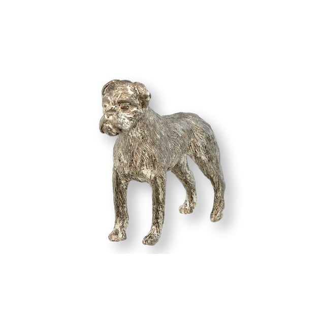 English English Silver-Plate Boxer Dog Figurine For Sale - Image 3 of 4