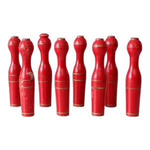 Antique Table Top Red Skittles Set of 8