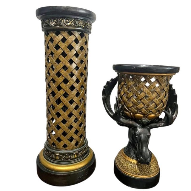 Black Majestic Rare Moose Pedestal Urn For Sale - Image 8 of 12