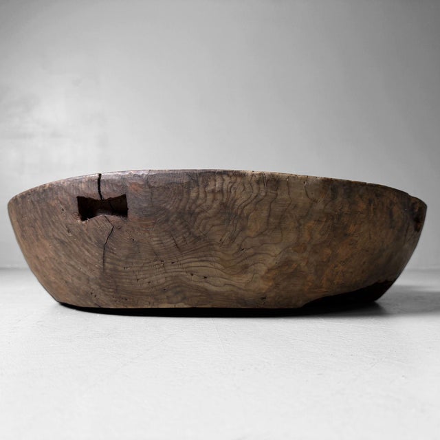 Contemporary Vintage Japanese Wooden Dough Bowl, 1920s For Sale - Image 3 of 15