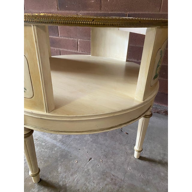 Vintage French Hand-Painted Floral Round Side Table For Sale In Chicago - Image 6 of 9