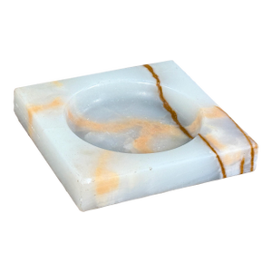 Mid Century Onyx /Alabaster Ashtray Square Tabletop Catchall