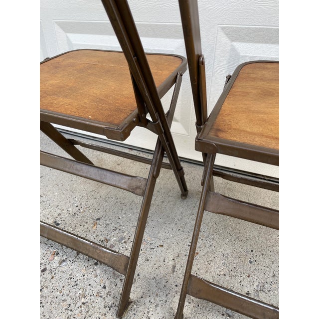 Oxblood Red Vintage 1950s Industrial Metal Veterans of Foreign Wars Folding Chairs - Set of 2 For Sale - Image 8 of 12