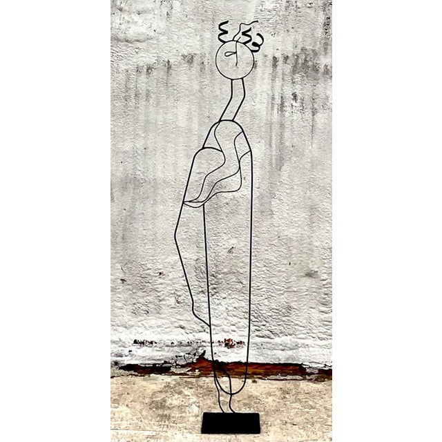 Vintage Post Modern Wrought Iron Sculpture of Woman For Sale In West Palm - Image 6 of 9