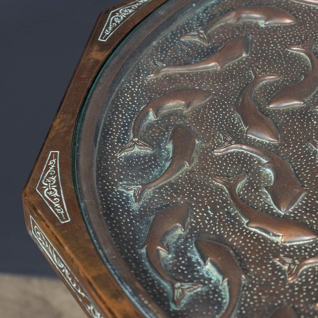 Vintage Spanish Embossed Copper Table by Malart, 1930 For Sale - Image 13 of 18