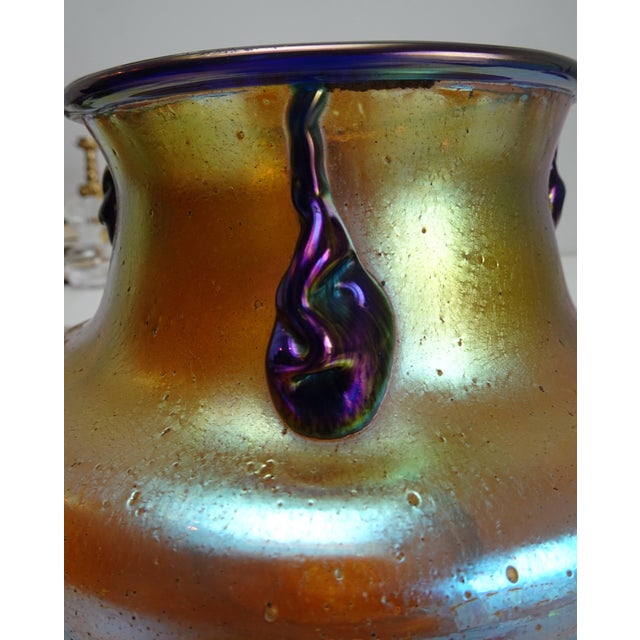 Art Nouveau Iriscedent Selberisis II Glass Vase with Applied Glass from Loetz, Austria, 1890s For Sale - Image 4 of 13