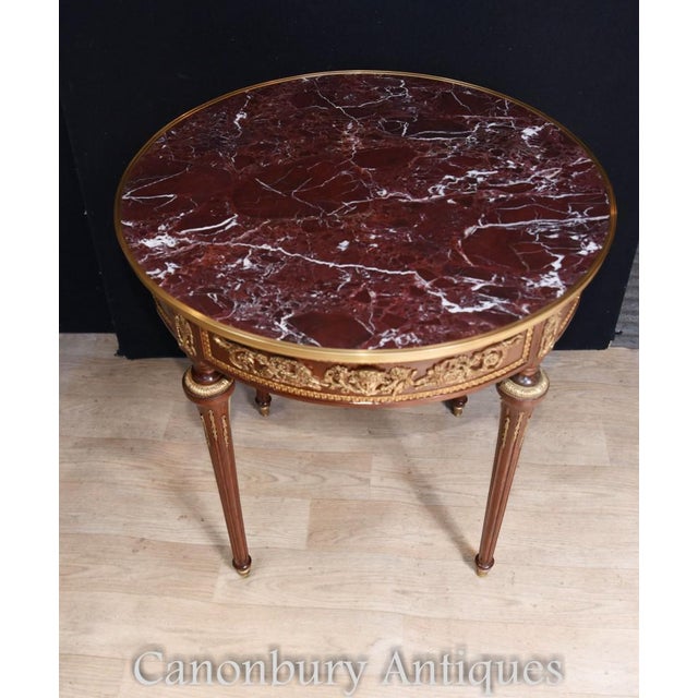 French Empire Style Gilt Side Tables with Marble Tops, Set of 2 For Sale - Image 4 of 9