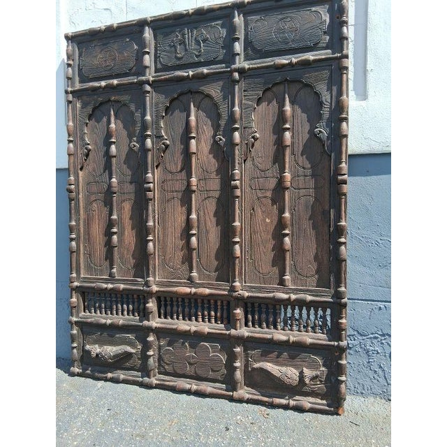 19thc Large Haveli Indian Hand Carved Architectural Door/ Shutter Assembly/ Sculptural For Sale - Image 15 of 16