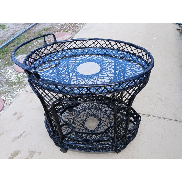 Contemporary 1960s Russell Woodard Mid Century Spun Fiberglass Rolling Bar Cart or Tea Cart For Sale - Image 3 of 13