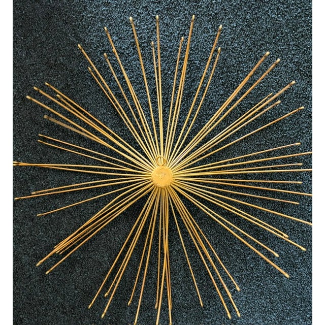 Late 20th Century Mid Century Brass Sunburst Wall Sculpture For Sale - Image 5 of 6