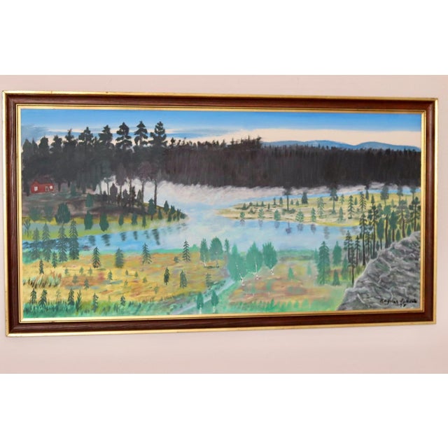 Ragnar Alnevik, Morning Mist Over the Forest Lake, 1978, Oil on Canvas, Framed For Sale - Image 11 of 11