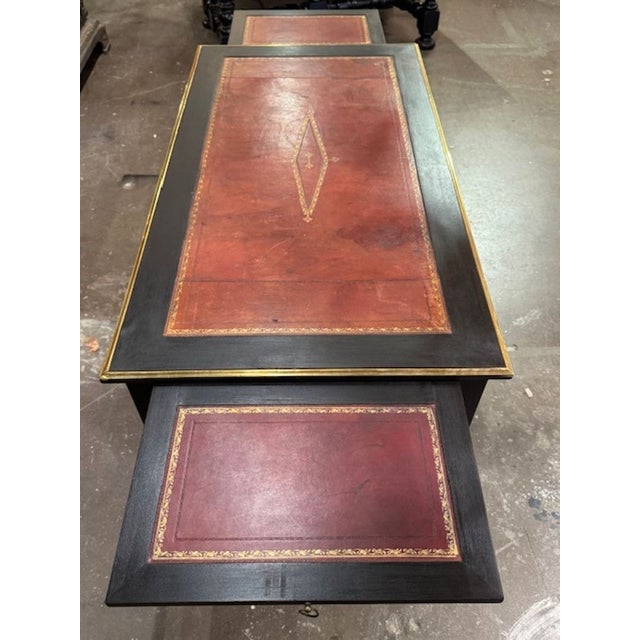 19th Century French Louis XVI Black Lacquered Desk With Leather Top For Sale - Image 4 of 5