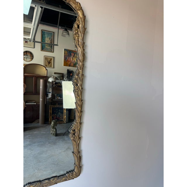 1970s Italian Hollywood Regency Carved Wood Wall Mirror For Sale In Miami - Image 6 of 12