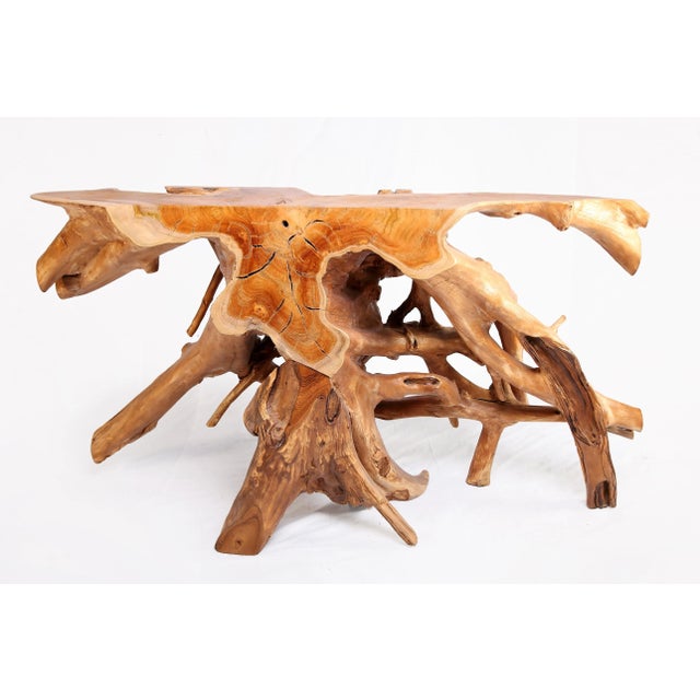 2020s Naturel Teak Root Console Table, 55" Long Light Brown For Sale - Image 5 of 6