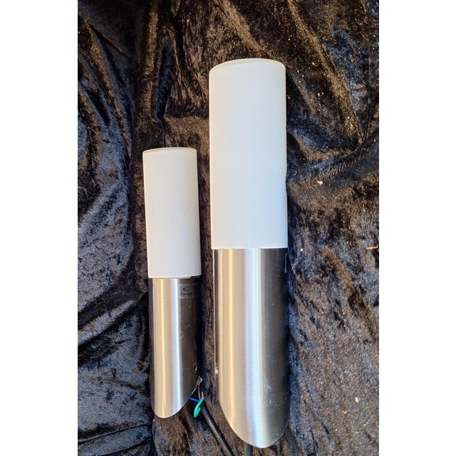 2000 - 2009 Vintage Wall Lamps with Stainless Steel Bracket and Opaque White Glass Shade by Briloner Leuchten, 2000s, Set of 2 For Sale - Image 5 of 8
