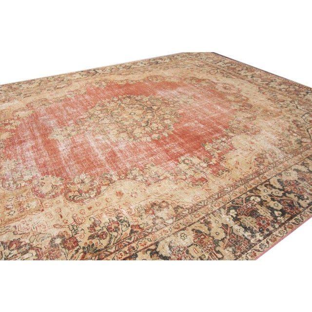 Mid-20th Century Vintage Distressed Wool Rug For Sale - Image 4 of 11