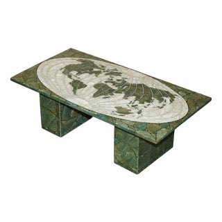 Mid-Century Modern Italian Marble and Onyx World Map Coffee Table, 1950s For Sale