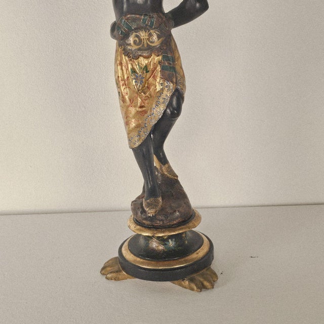 Pair of Venetian Blackamoor Figurines, Italy Circa 1920 For Sale - Image 13 of 14