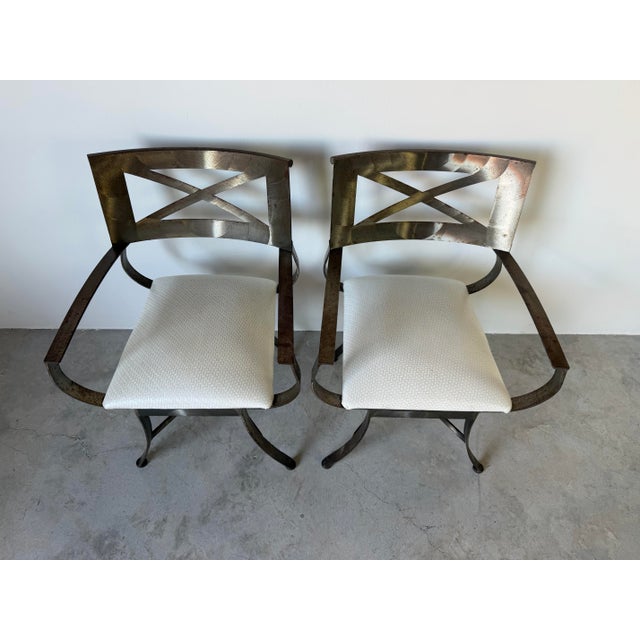 Mid-Century Modern Vintage Shaver Howard Modernist Industrial Brushed Steel Armchairs – Pair For Sale - Image 3 of 12
