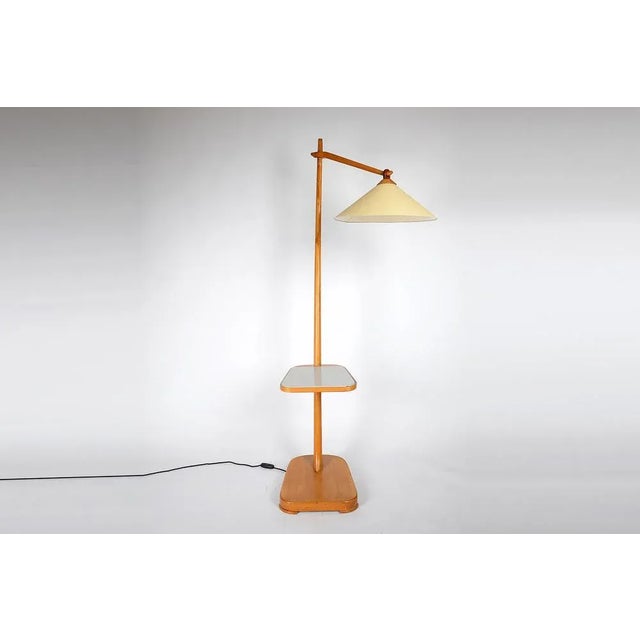 Mid-Century Wooden Floor Lamp attributed to Jan Vanek for Krasna Jizba, Former Czechoslovakia, 1950s For Sale - Image 4 of 11