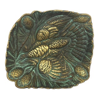 1940s Virginia Metalcrafters Grouse Brass Dish Trinket Tray For Sale