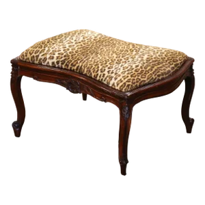 Early 20th Century French Louis XV Carved Walnut With Faux Fur Upholstery