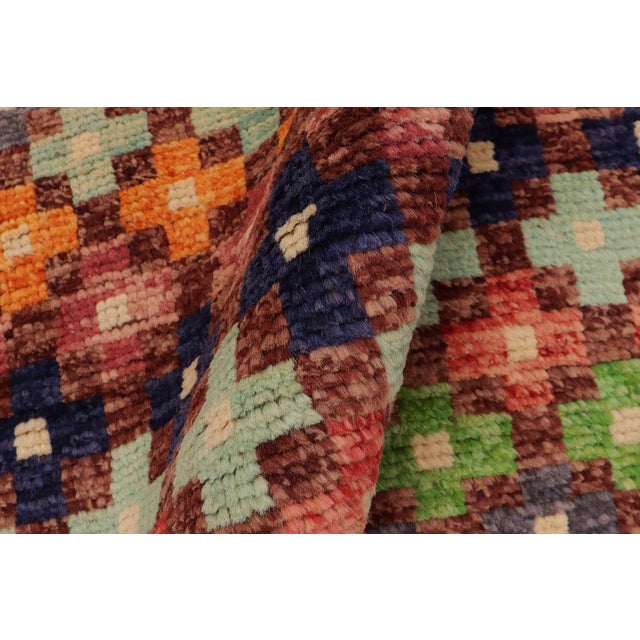 Maroon Boho Chic Balochi Maroon/Orange Wool Rug - 3'3''x5'1'' For Sale - Image 8 of 11