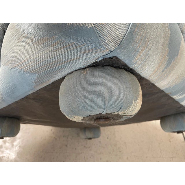 Vintage Blue Ottoman With Chevron Fabric For Sale In Los Angeles - Image 6 of 6