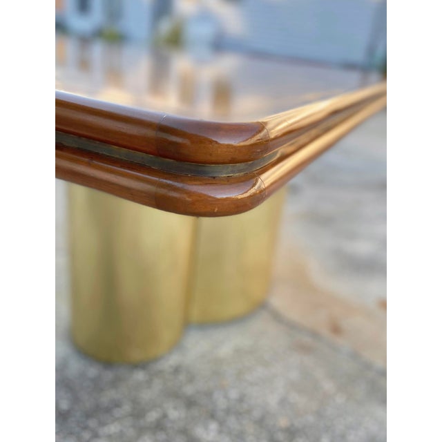 Vintage Dining Table With Maple Root Burl + ‘Radial’ Brass Drum Base | in the Style of Stanley Jay Friedman for Brueton in Mid 20th Century For Sale - Image 10 of 12