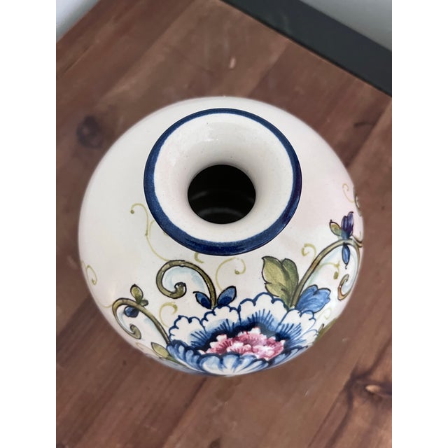 Vintage Italian Hand-Painted Ball Vase Signed "La Lava", Florence For Sale In Houston - Image 6 of 8