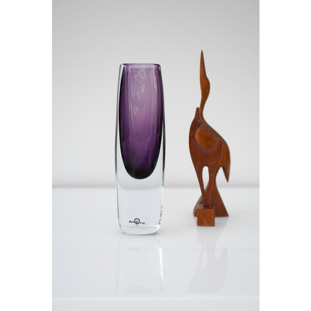 Mid-Century Art Vase in Purple Sommerso Glass by Gunnar Nylund for Strömbergshyttan, Sweden For Sale - Image 6 of 11
