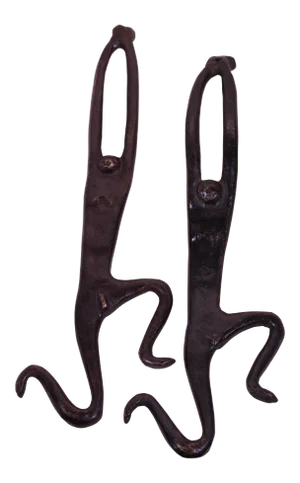 Antique Hanging Couple Raw Iron Monkey Dancers- a Pair