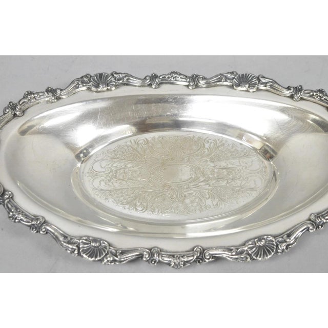 Vintage Victorian Style Silver Plated Oval 13.5" Trinket Serving Dish (B) For Sale - Image 10 of 16