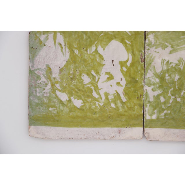 18th Century Set of Four Green Spongeware Tiles, Portuguese For Sale - Image 9 of 12