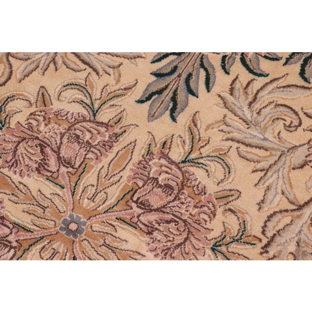1990s Shabby Chic 1990's Medallion Tulip Pak-Persian Gold/Pink Wool Round Rug- 8'2'' X 8'3'' For Sale - Image 5 of 9
