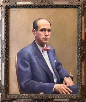 Itshak Holtz, Itzhak Holtz (Judaica Master) Oil Painting Portrait John Sloan Ashcan Artist WPA, c.1940s