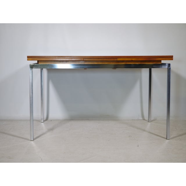 Mid-Century Dining Table in Walnut with Chrome Frame, 1960s For Sale - Image 9 of 11
