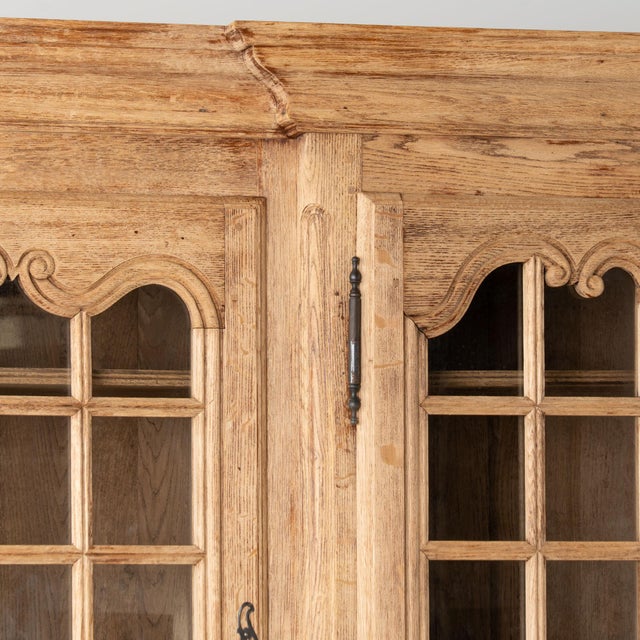 Late 19th Century 20th Century Bleached Oak Large French Bookcase Display Cabinet For Sale - Image 5 of 15