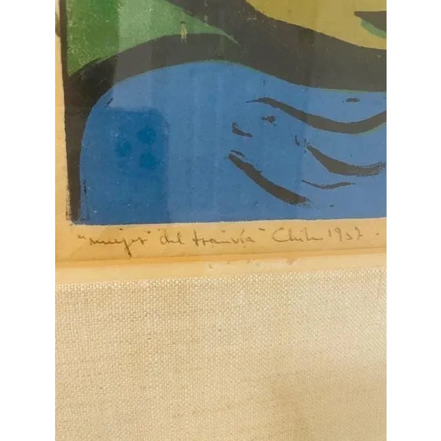 Green 1957 "Mujer Del Tranvia" Figurative Print, Framed For Sale - Image 8 of 11