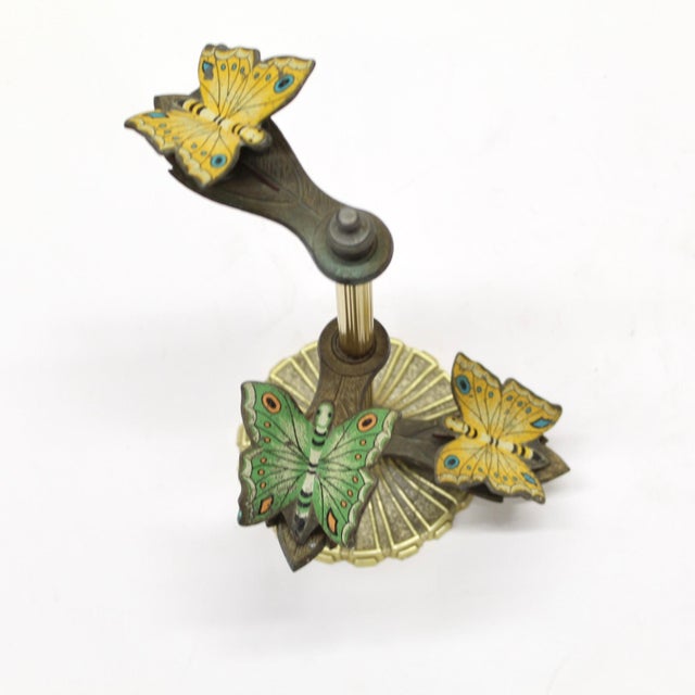 Mid-Century Modern Vintage Brass Butterflies Note Holder Desk Accessory For Sale - Image 3 of 6