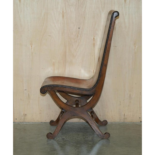 Spanish Brown Leather & Oak Dining Chairs by Pierre Lottier for Alamazan, Set of 6 For Sale - Image 15 of 18