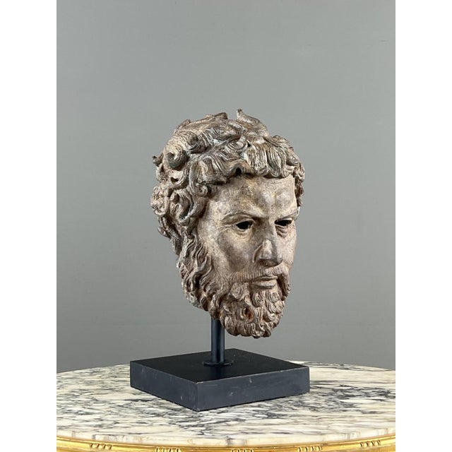 Unknwon, Sculptural Bust on a Base, 1800s, Bronze For Sale - Image 3 of 10